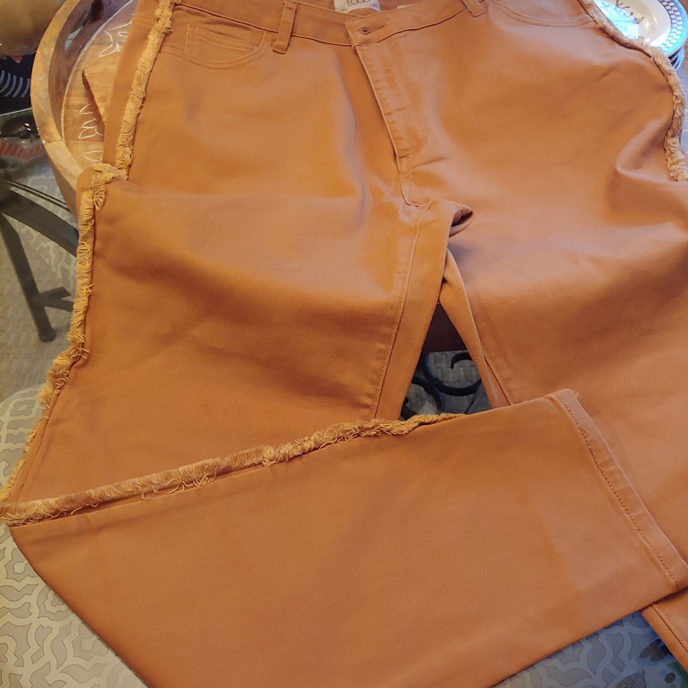 NWT ❤ LOGO Slim Leg Twill Pants w/ fringe detail